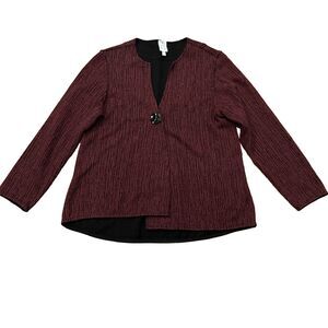 Parsley & Sage Jacket Womens Medium Artsy One Button Swing Blazer Maroon Black